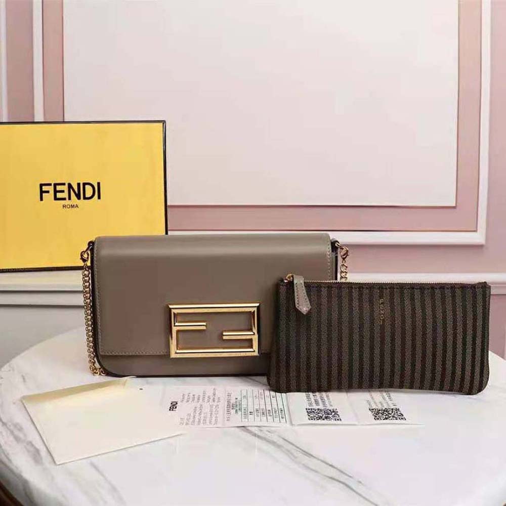 Fendi Women Wallet on Chain with Pouches Leather Mini-Bag-Brown - image 2