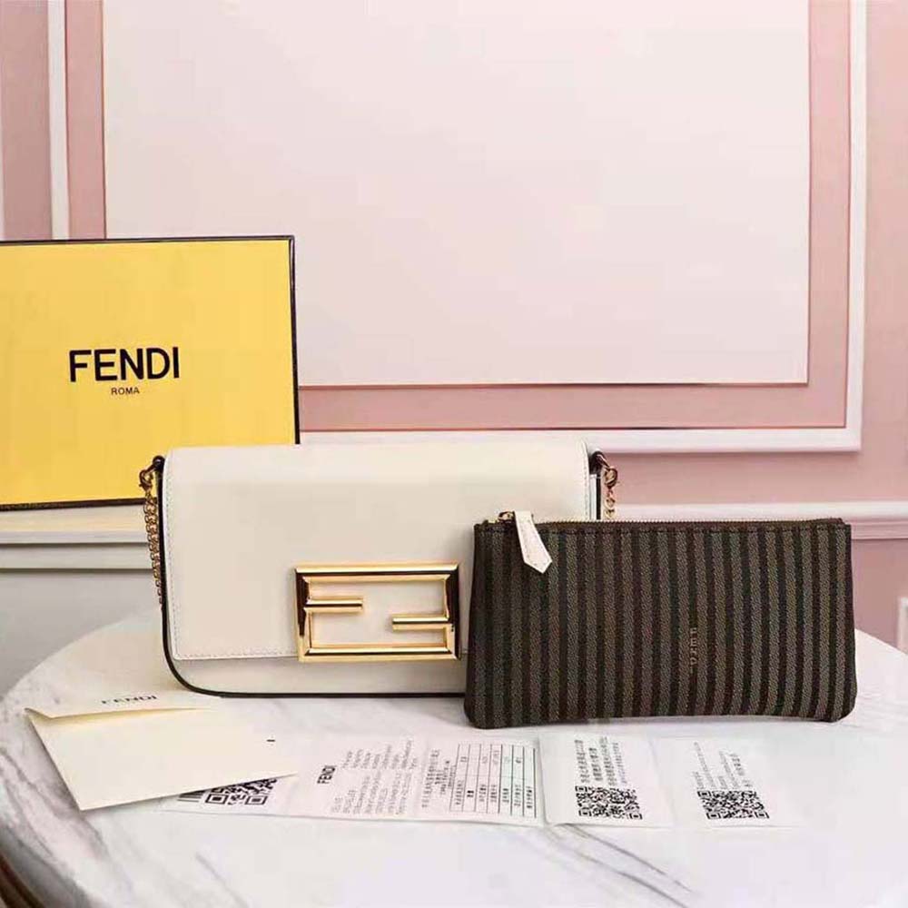 Fendi Women Wallet on Chain with Pouches Leather Mini-Bag-White - image 2
