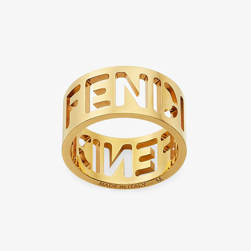 Fendi Women Wide Band Ring with Laser-Cut Fendi Lettering - image 1