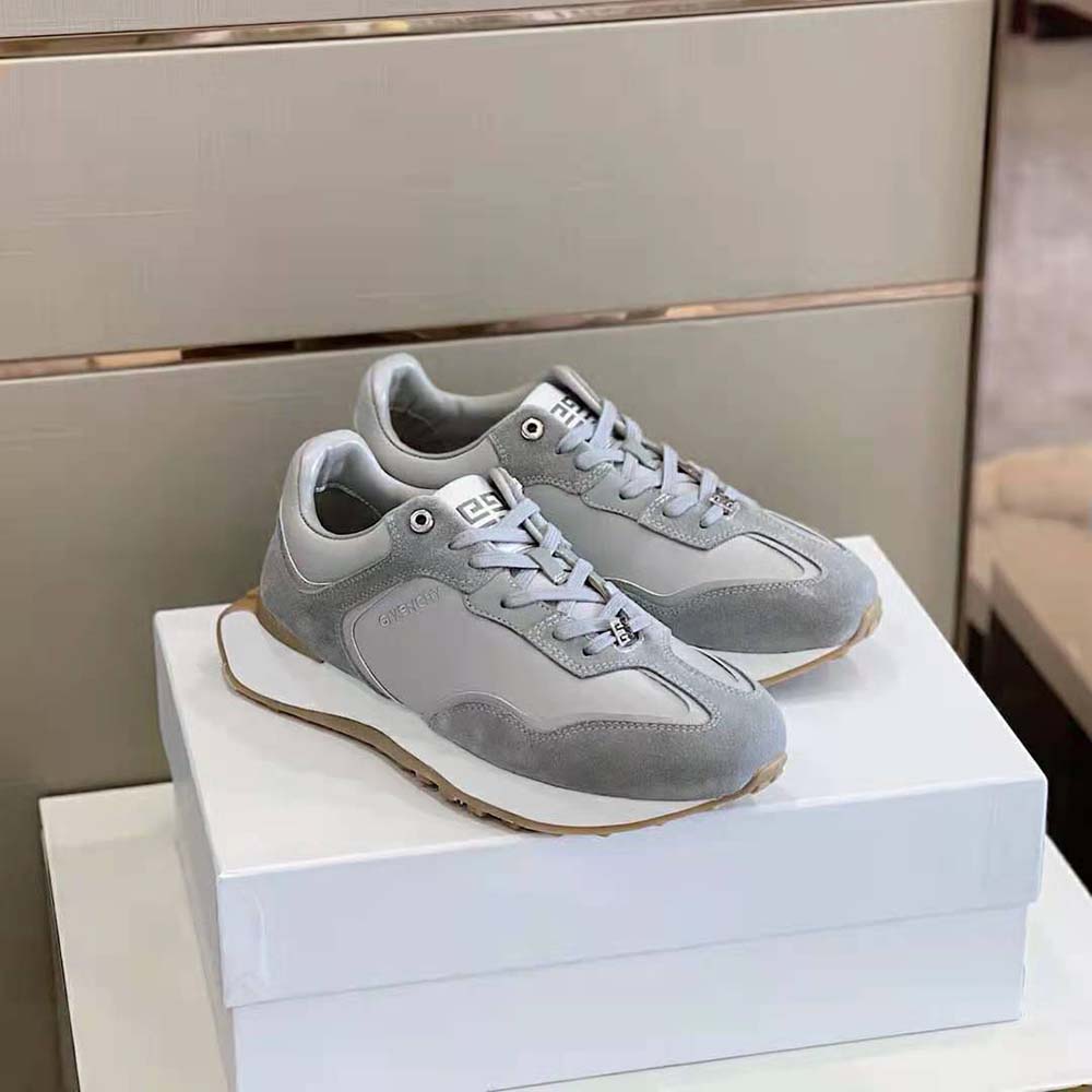 Top view showing lace-up and silver tones of Givenchy Men Giv Runner Sneakers