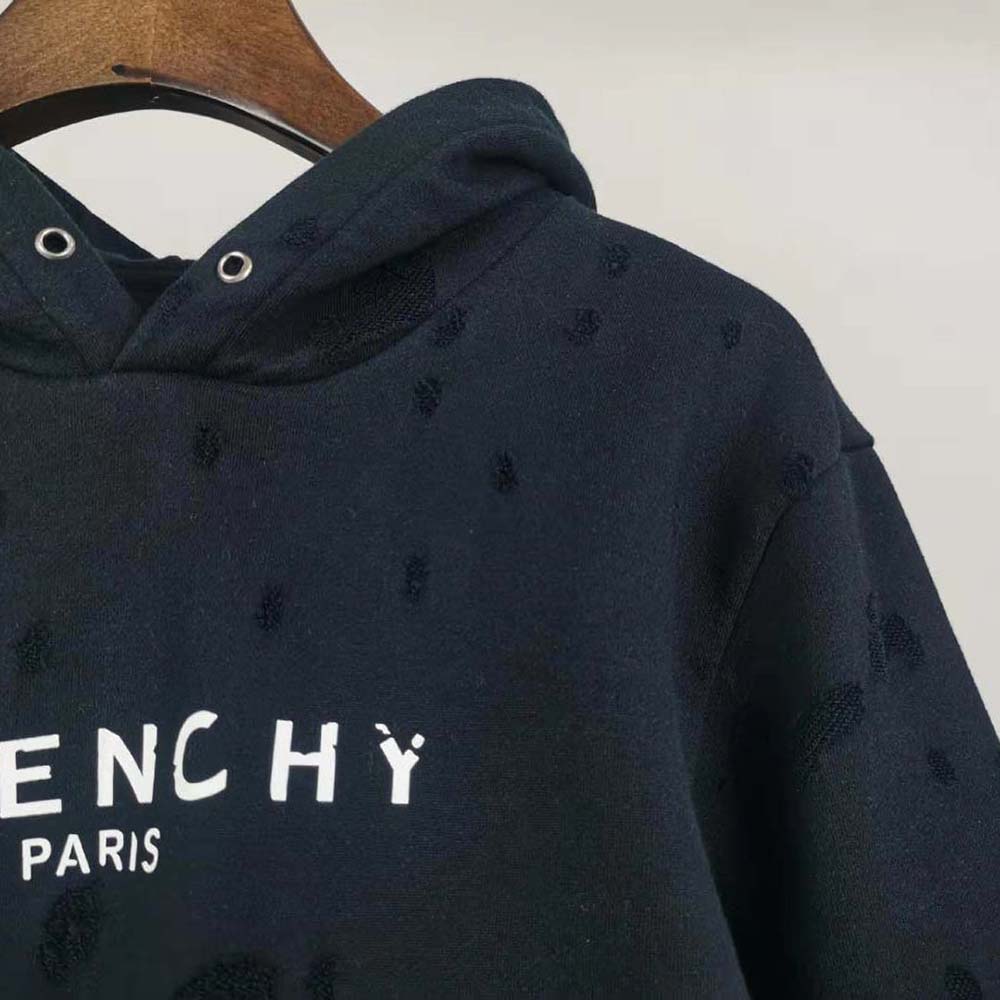 Givenchy Men Paris Destroyed Hoodie in Coton-Black - image 6