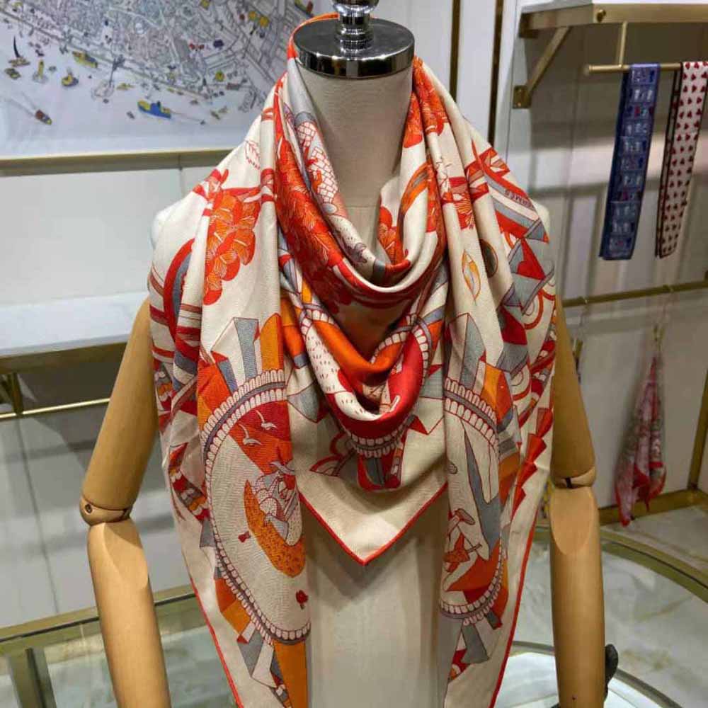 Hermes Women L’ombrelle Magique Shawl 140 draped over mannequin shoulders