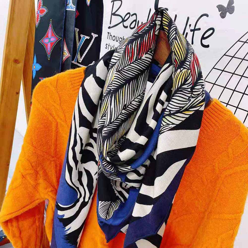 Styled neck shot featuring Hermes Women Zebra Pegasus Giant Triangle-Blue