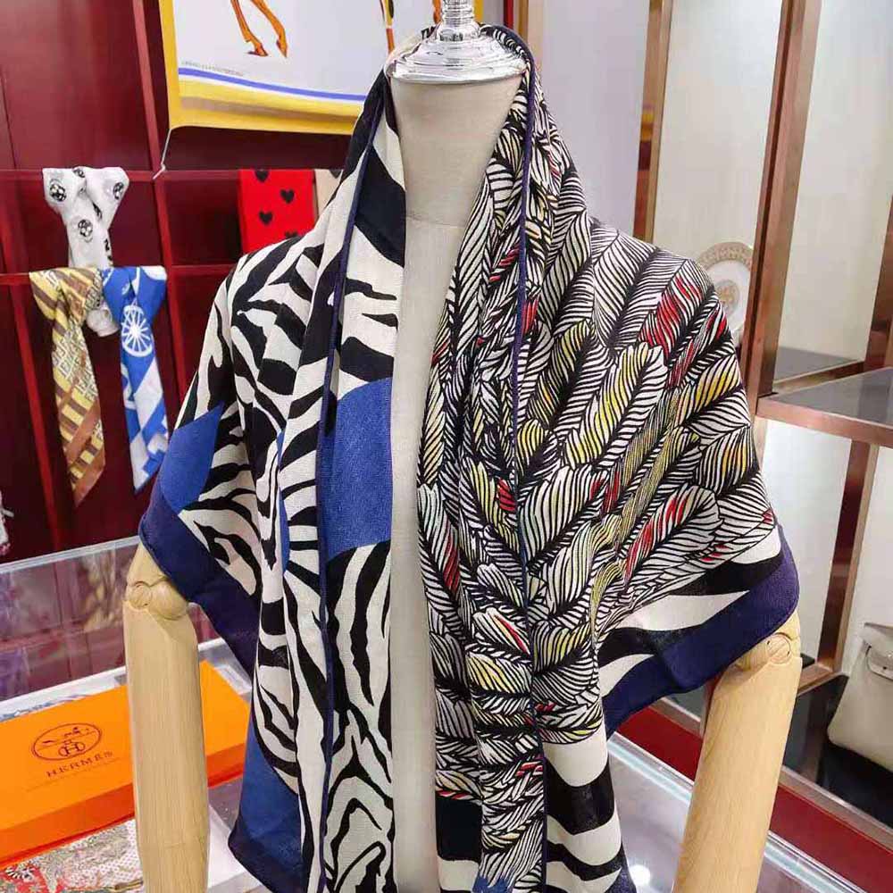Full view of Hermes Women Zebra Pegasus Giant Triangle-Blue triangular shape