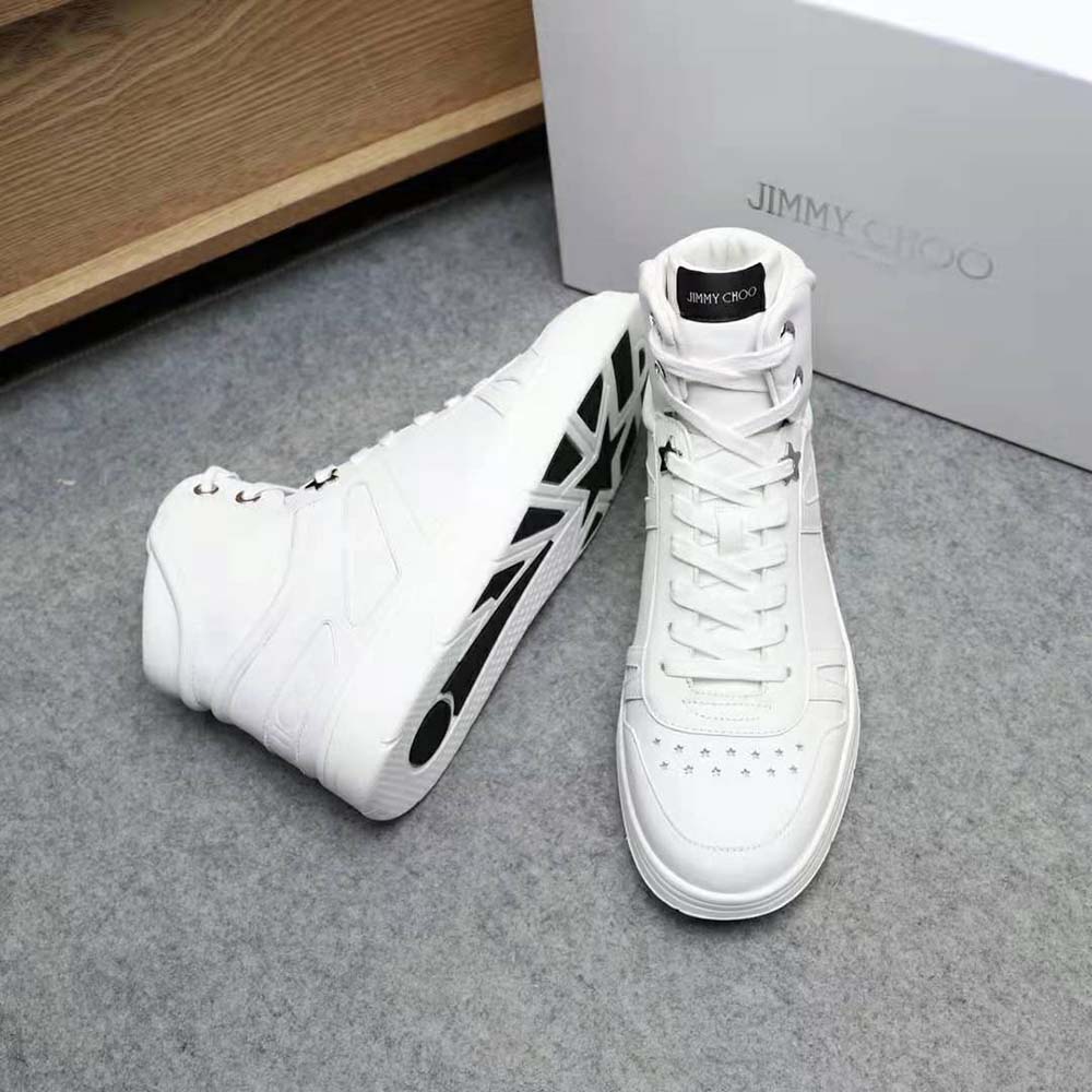 Jimmy Choo Men Hawaii Hi Top/M White Calf Leather High Top Trainers - image 4