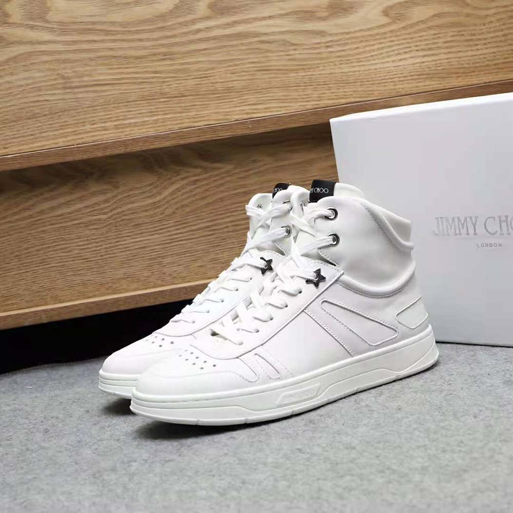 Jimmy Choo Men Hawaii Hi Top/M White Calf Leather High Top Trainers - image 5