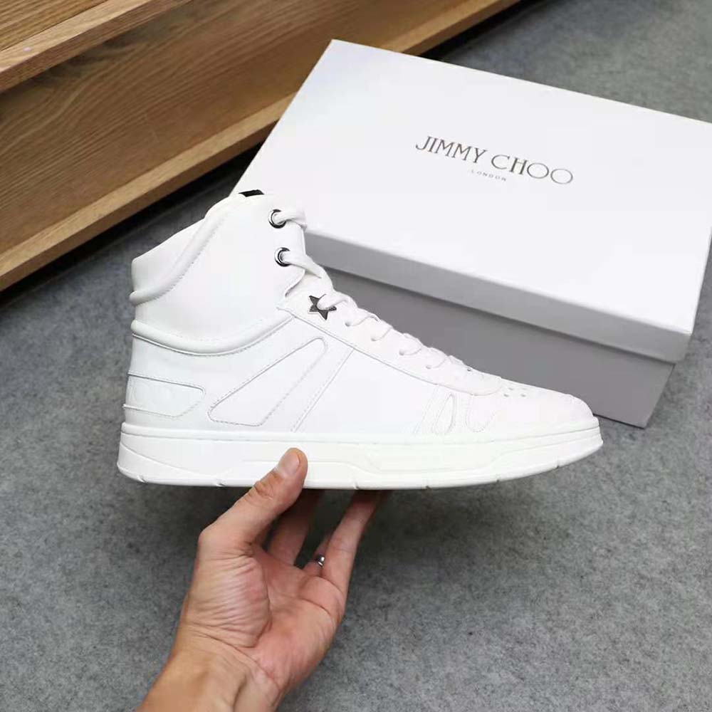 Jimmy Choo Men Hawaii Hi Top/M White Calf Leather High Top Trainers - image 6