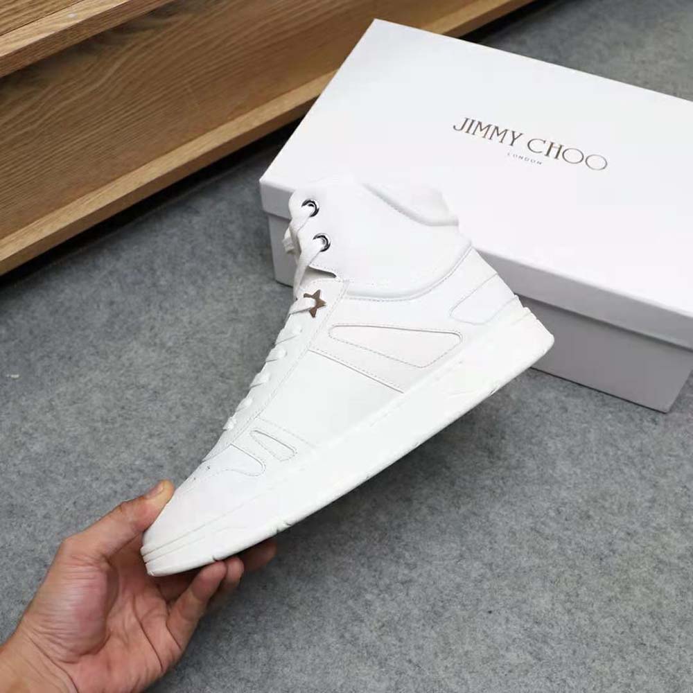 Jimmy Choo Men Hawaii Hi Top/M White Calf Leather High Top Trainers - image 8