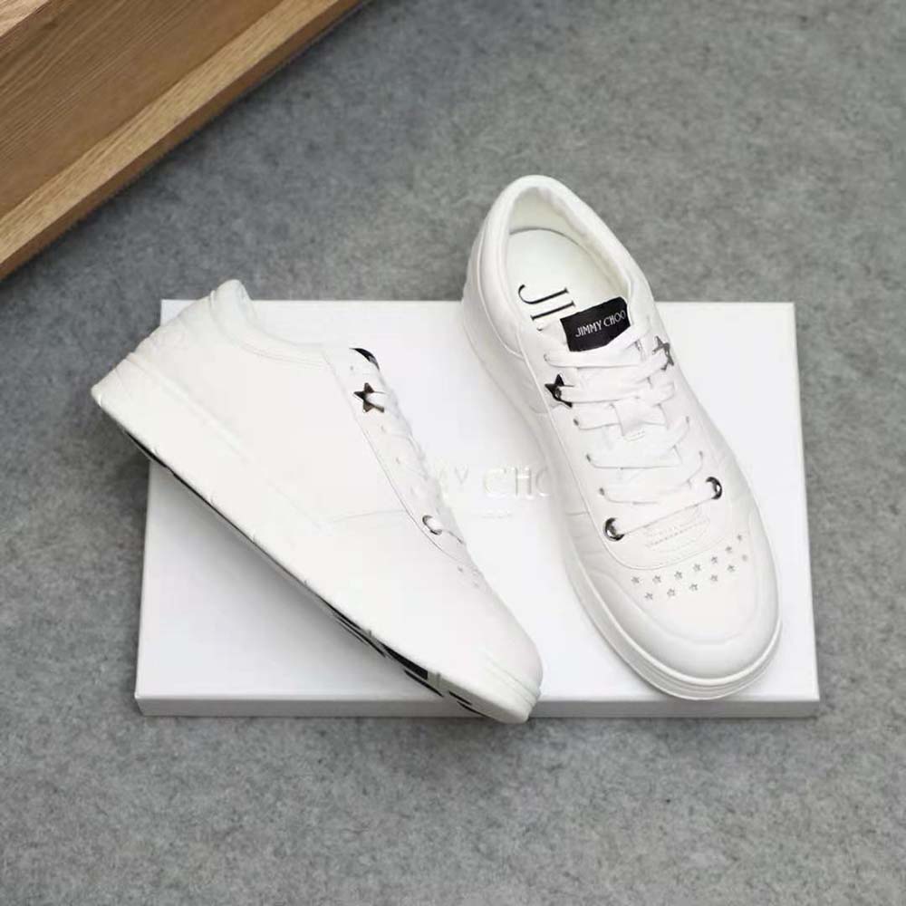 Jimmy Choo Men Hawaii/M White Calf Leather Lace-Up Trainers - image 4