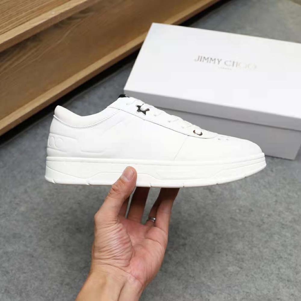 Jimmy Choo Men Hawaii/M White Calf Leather Lace-Up Trainers - image 8
