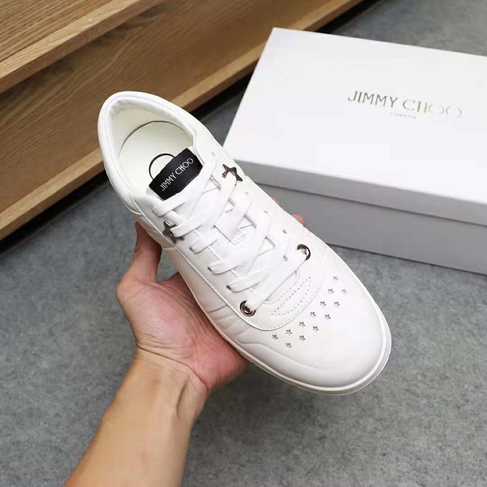 Jimmy Choo Men Hawaii/M White Calf Leather Lace-Up Trainers - image 7