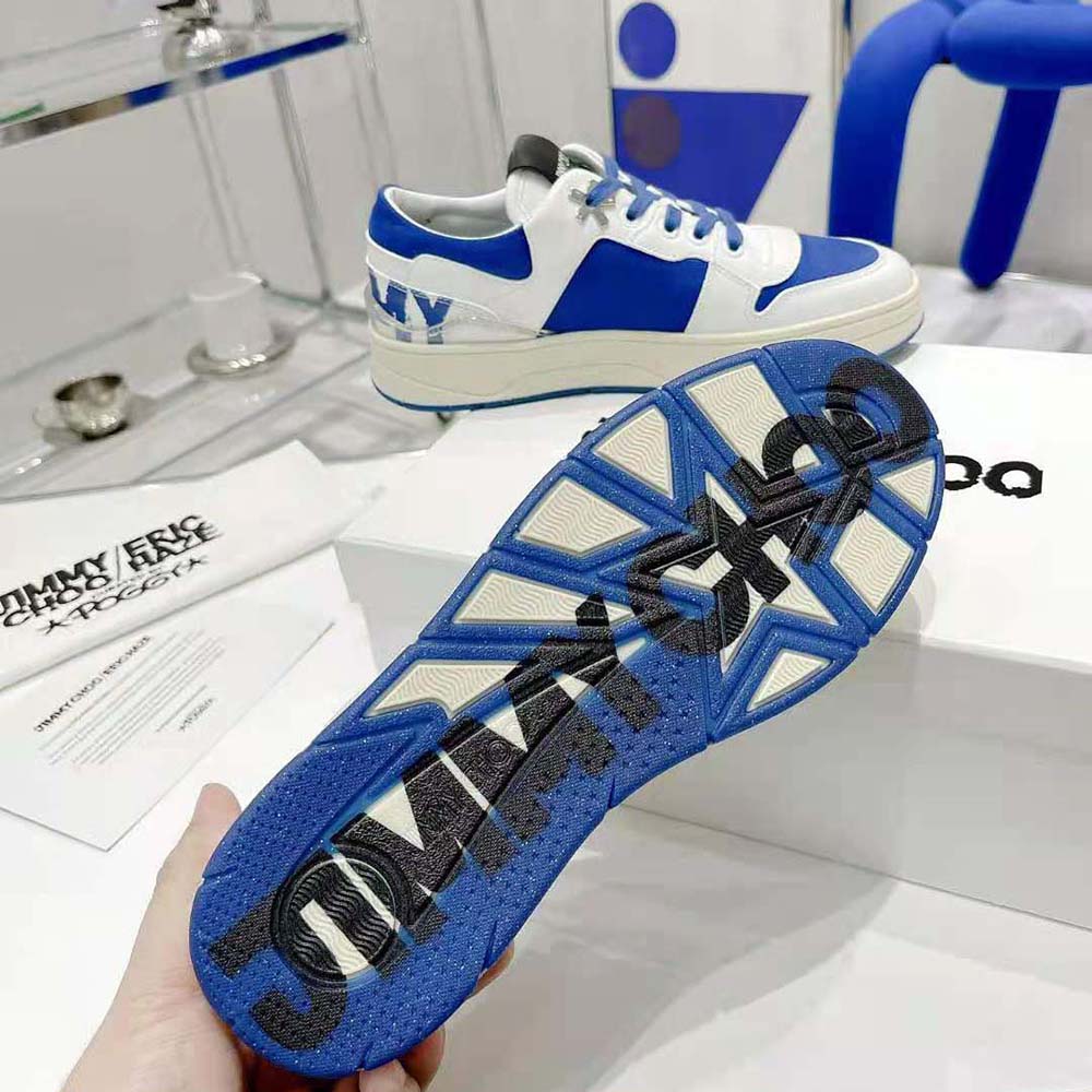Jimmy Choo Unisex JC / Eric Haze Florent/M White Calf Leather and Blue Canvas Trainers - image 7