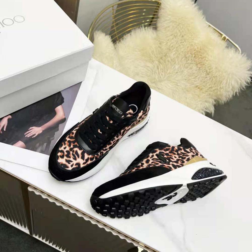 Jimmy Choo Women Memphis Lace UP/F Natural Mix Leopard Print Nylon - image 4