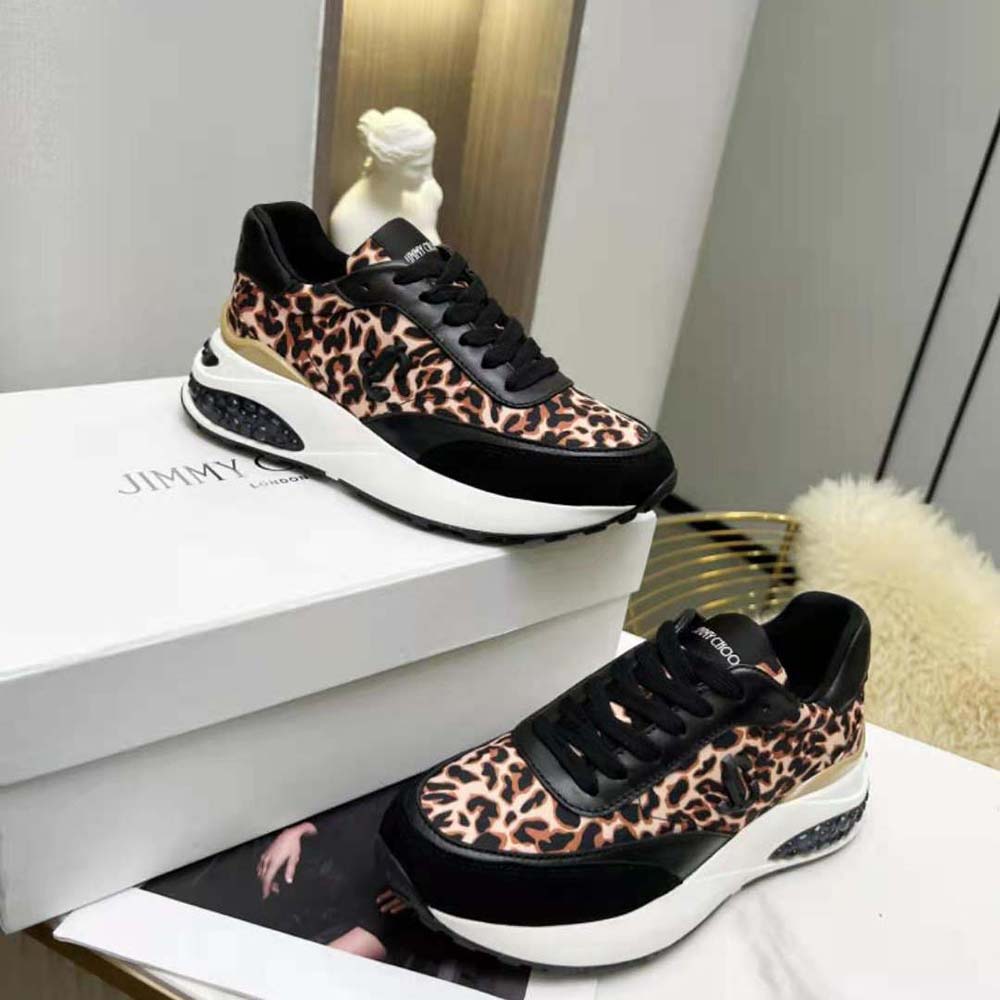 Jimmy Choo Women Memphis Lace UP/F Natural Mix Leopard Print Nylon - image 5