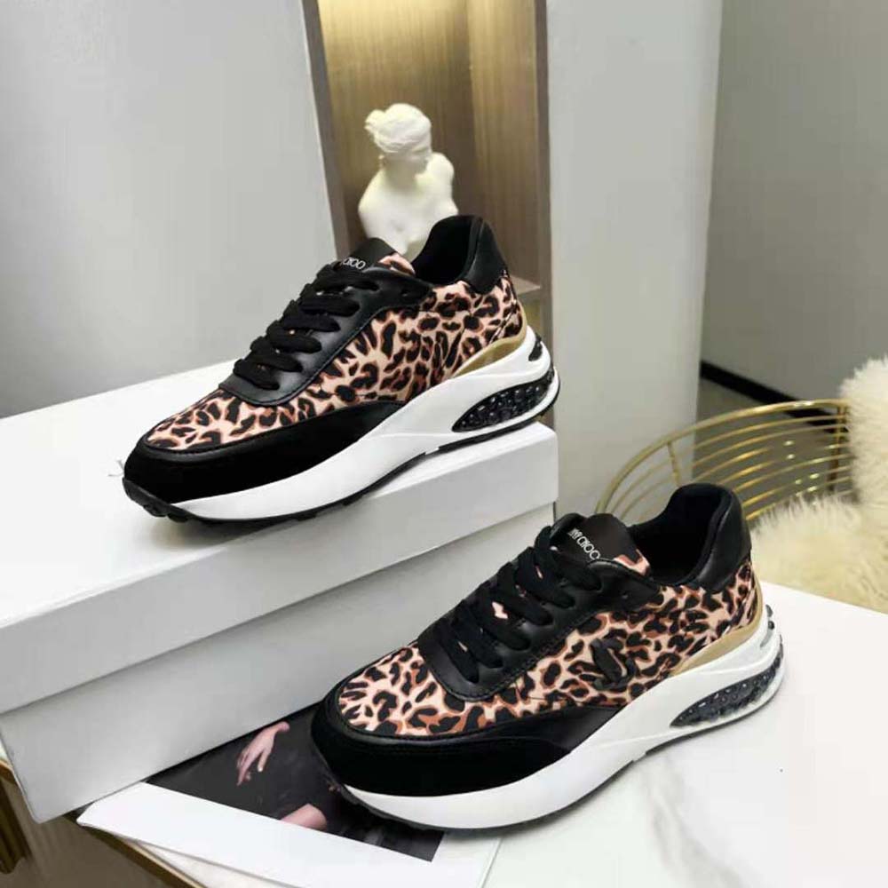 Jimmy Choo Women Memphis Lace UP/F Natural Mix Leopard Print Nylon - image 6