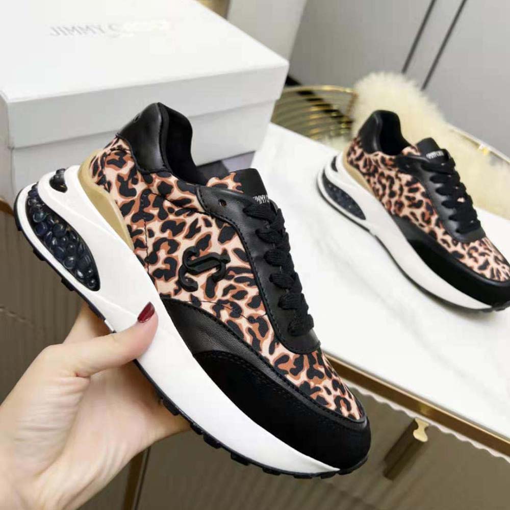 Jimmy Choo Women Memphis Lace UP/F Natural Mix Leopard Print Nylon - image 9