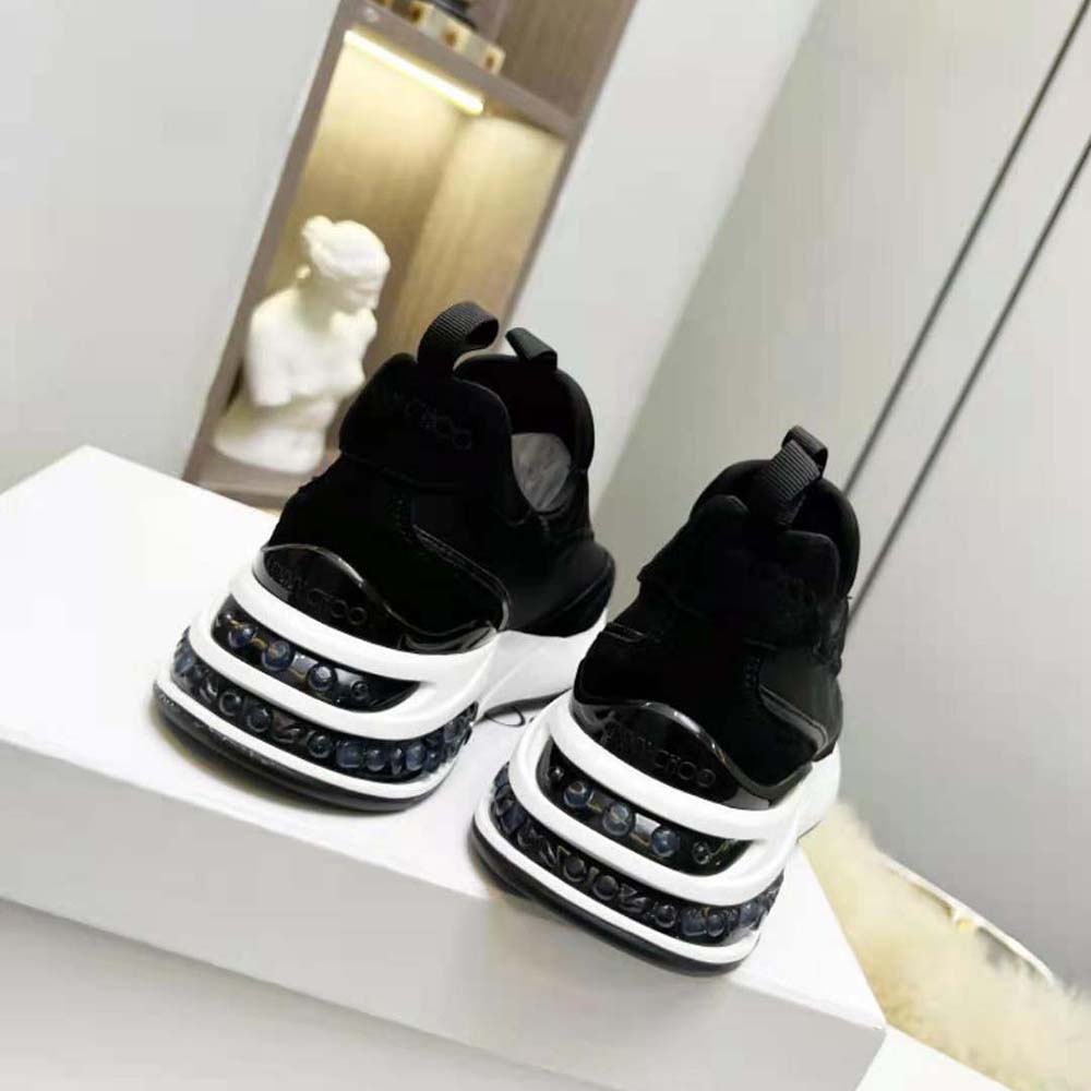 Jimmy Choo Women Memphis/F Ballet Black Neoprene and Leather Low Top Trainers - image 8