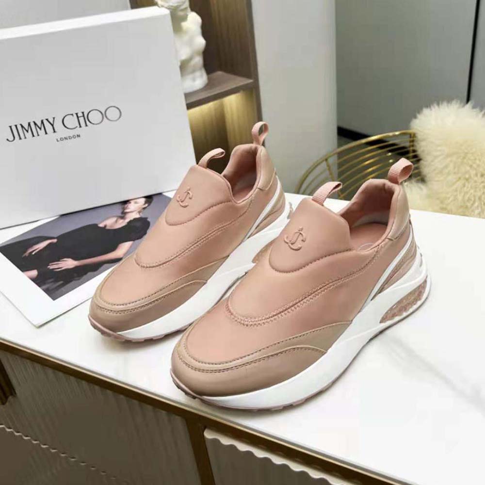 Jimmy Choo Women Memphis/F Ballet Pink Mix Neoprene and Leather Low Top Trainers - image 4