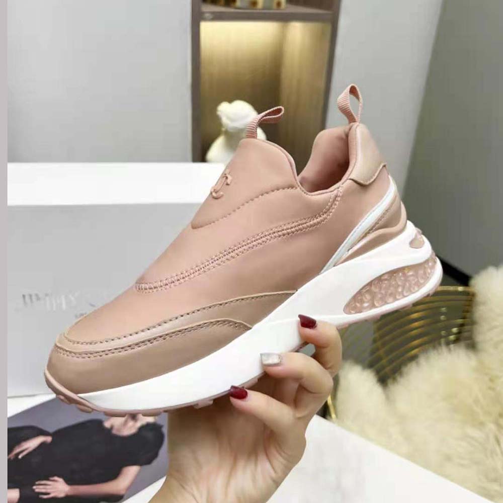 Jimmy Choo Women Memphis/F Ballet Pink Mix Neoprene and Leather Low Top Trainers - image 7
