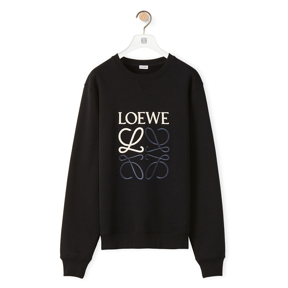 Front view of Loewe Women Anagram Sweatshirt in Cotton-Black