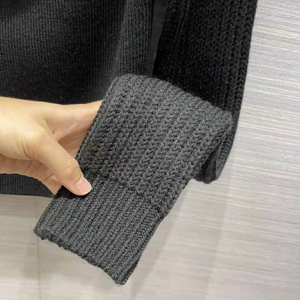 Loewe Women Cut Out Cropped Sweater in Wool-Black - image 9