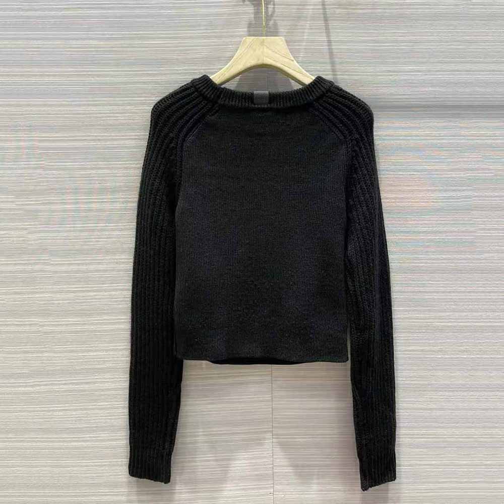 Side angle showing silhouette of Loewe Women Cut Out Cropped Sweater