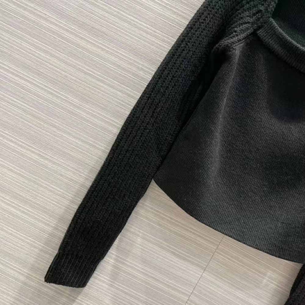 Loewe Women Cut Out Cropped Sweater in Wool-Black - image 8