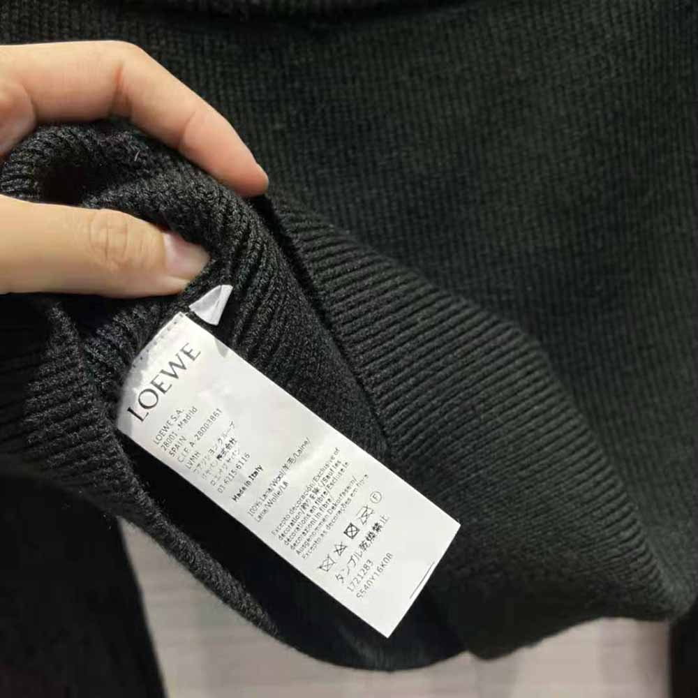 Loewe Women Cut Out Cropped Sweater in Wool-Black - image 7
