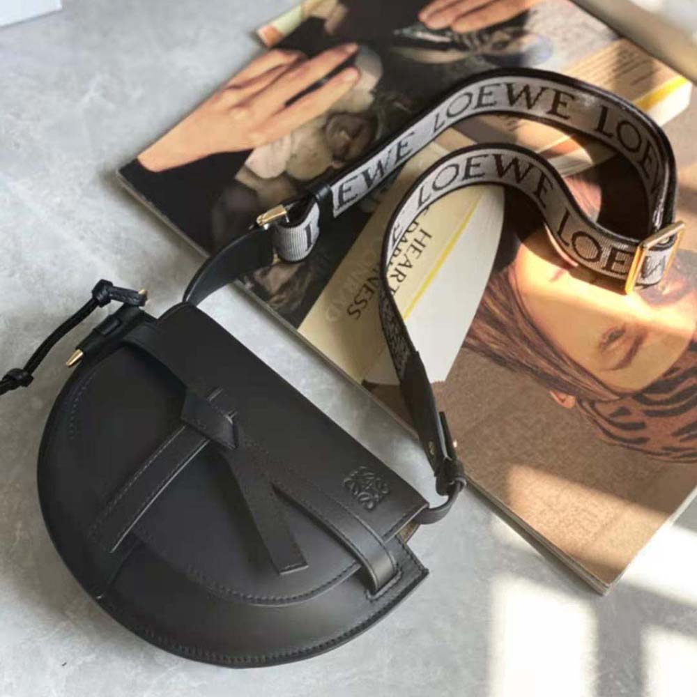 Loewe Women Mini Gate Dual Bag in Soft Calfskin and Jacquard-Black - image 5