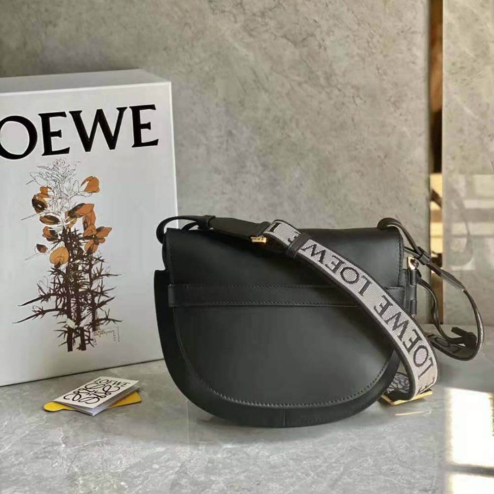 Side angle showing silhouette and strap of Loewe Women Small Gate Bag