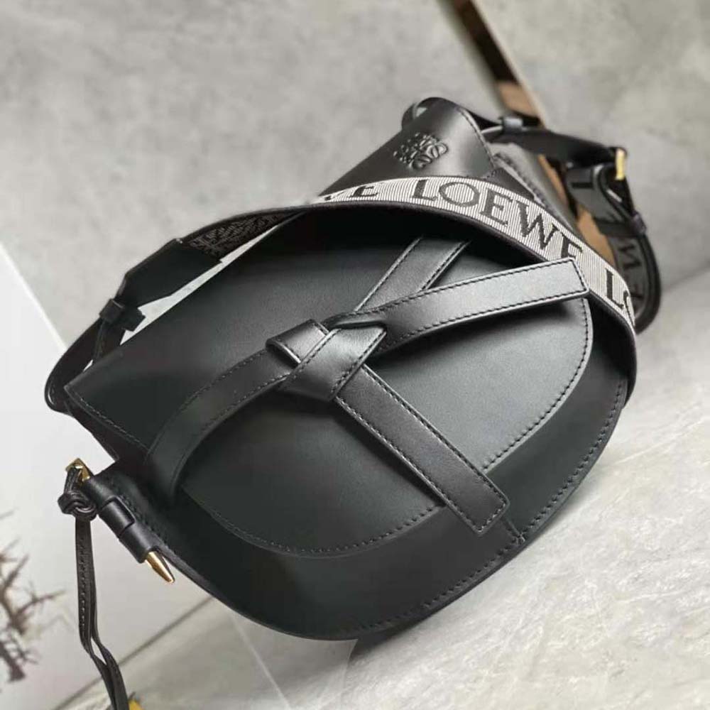 Loewe Women Small Gate Bag in Soft Calfskin and Jacquard-Black - image 5