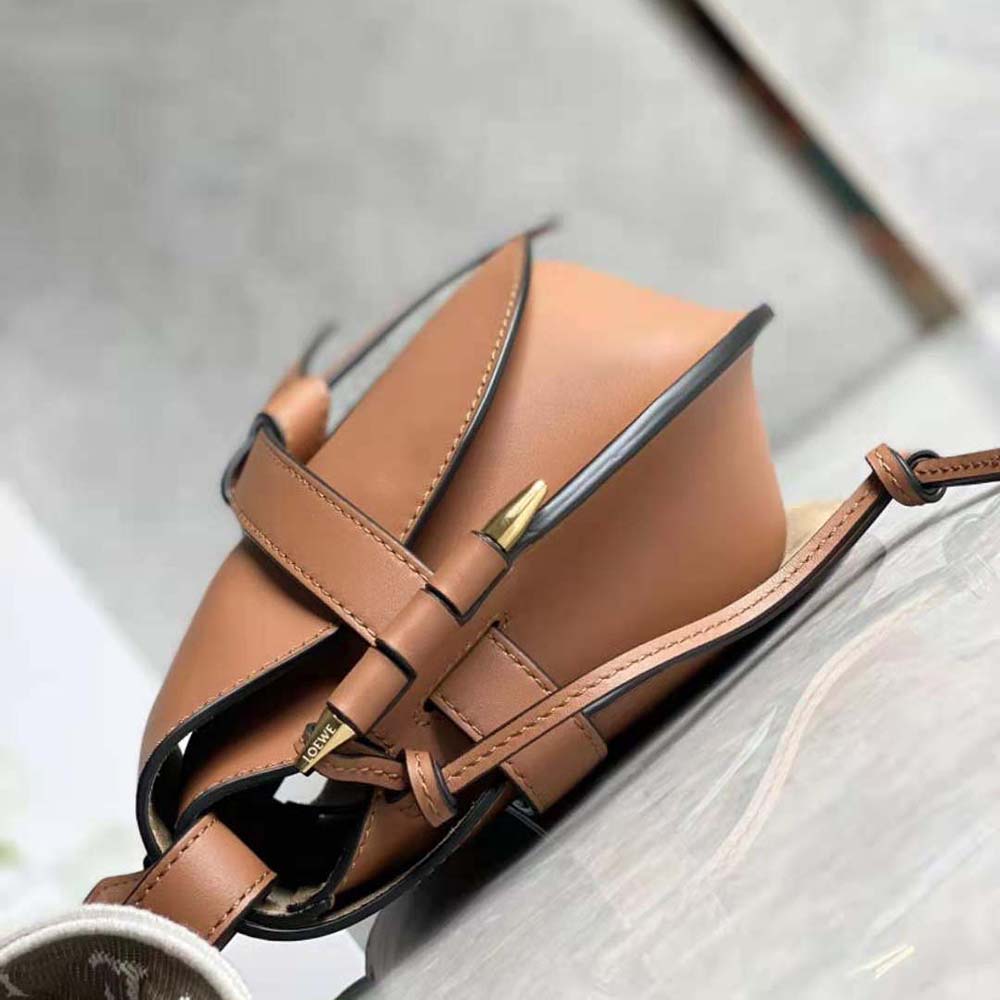 Loewe Women Small Gate Bag in Soft Calfskin and Jacquard-Brown - image 5