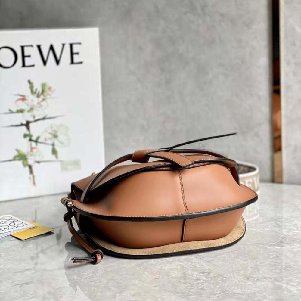 Loewe Women Small Gate Bag in Soft Calfskin and Jacquard-Brown - image 4