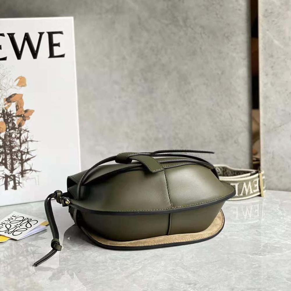 Loewe Women Small Gate Bag in Soft Calfskin and Jacquard-Green - image 4