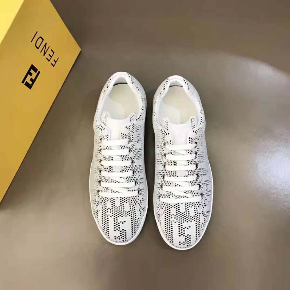 Fendi Men Lace-up Sneakers White Mesh Low-Tops - image 2