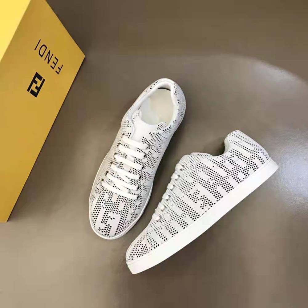 Fendi Men Lace-up Sneakers White Mesh Low-Tops - image 3