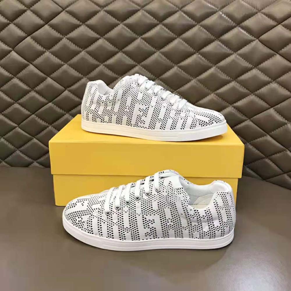 Fendi Men Lace-up Sneakers White Mesh Low-Tops - image 5