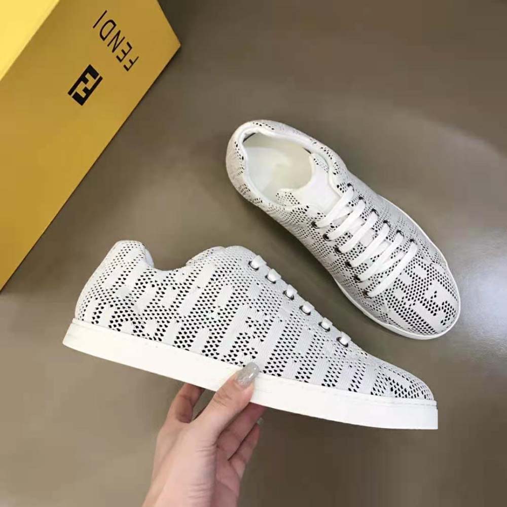Fendi Men Lace-up Sneakers White Mesh Low-Tops - image 4