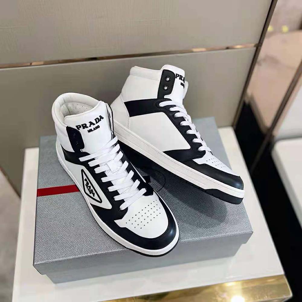 Prada Men Sporty Leather High-Top Sneakers-Black - image 4