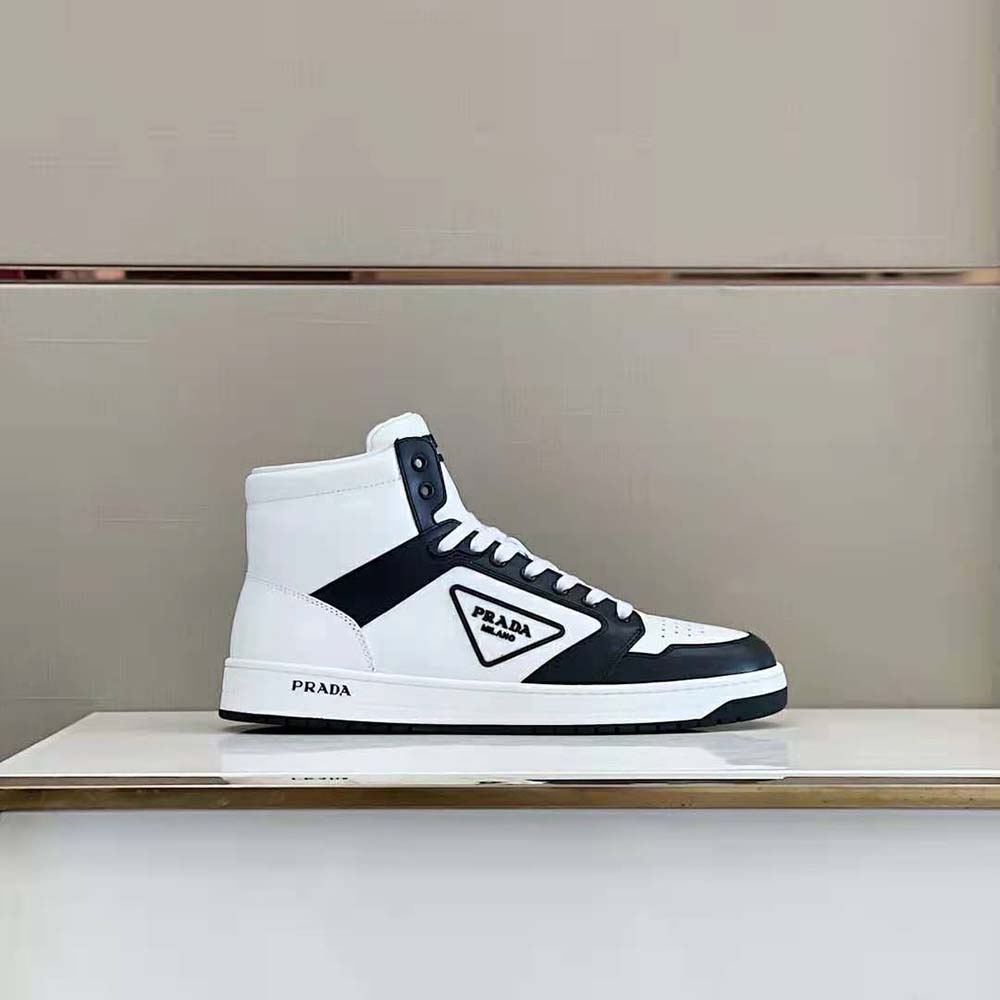Prada Men Sporty Leather High-Top Sneakers-Black - image 5