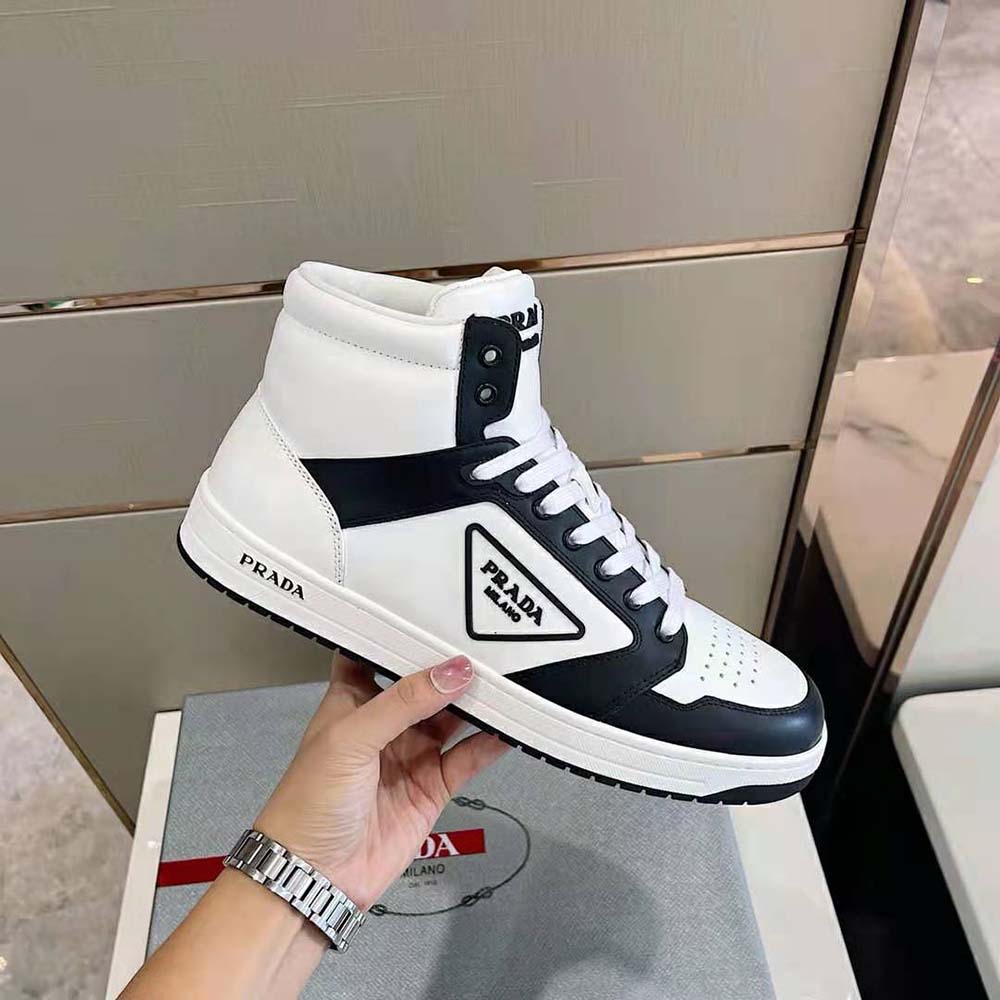 Prada Men Sporty Leather High-Top Sneakers-Black - image 7