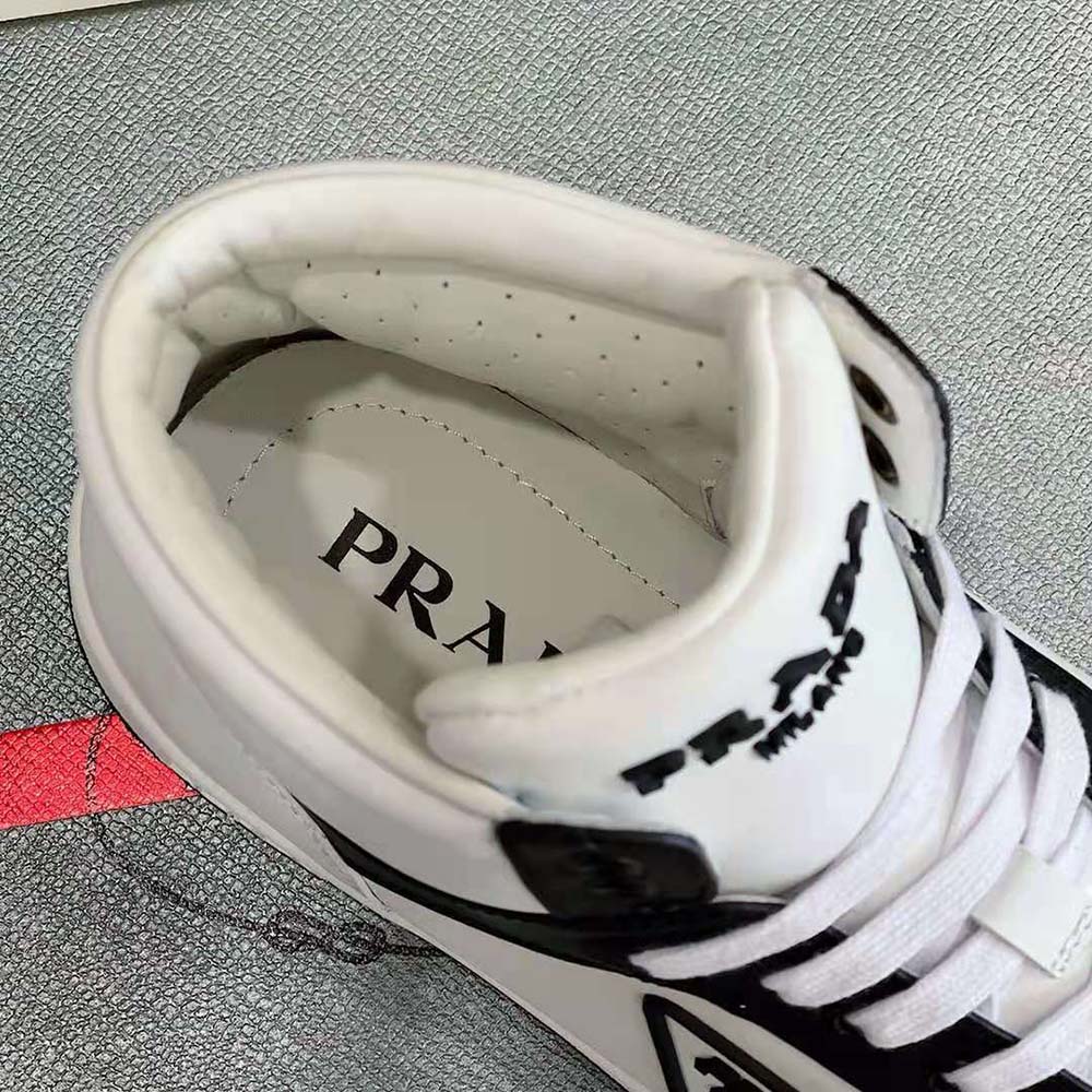Prada Men Sporty Leather High-Top Sneakers-Black - image 9