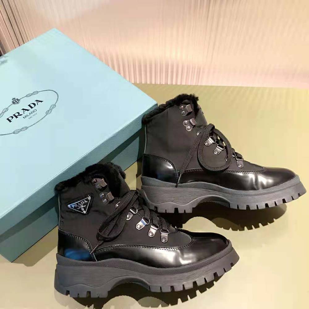 Top view showing zipped closure on Prada Women Brixxen Booties