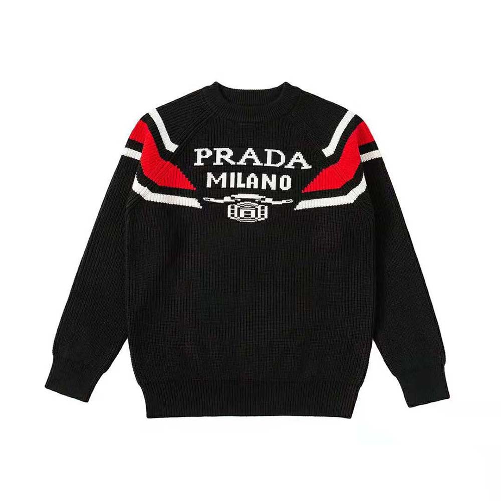Close-up detail of ribbed knit texture on Prada Women Cashmere Sweater