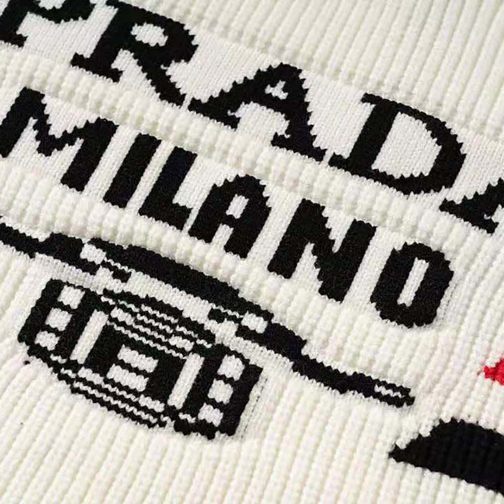 Prada Women Cashmere Ribbed Knit Sweater with Sleek-White - image 7