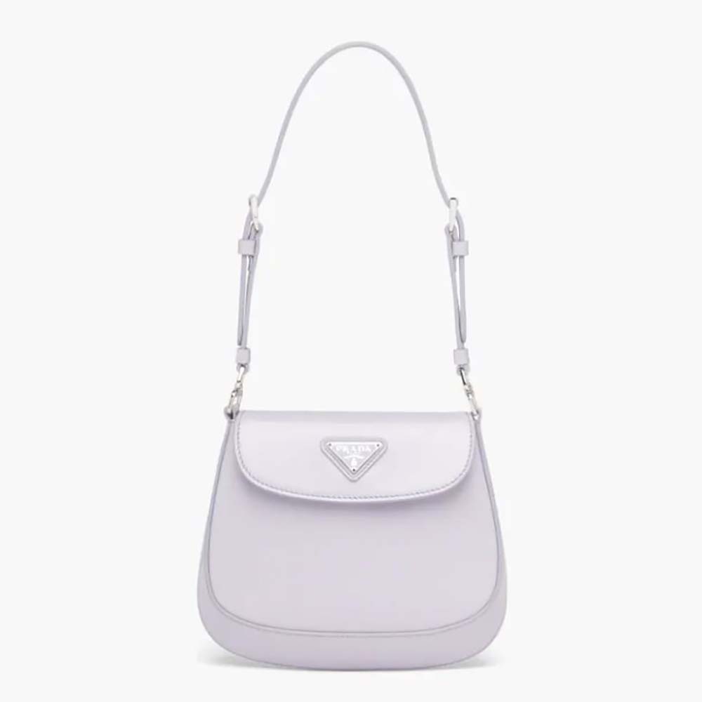 Front view of Prada Women Cleo Brushed Leather Mini Bag-Purple