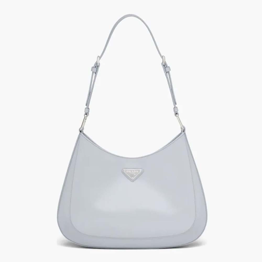 Prada Women Cleo Brushed Leather Shoulder Bag-White