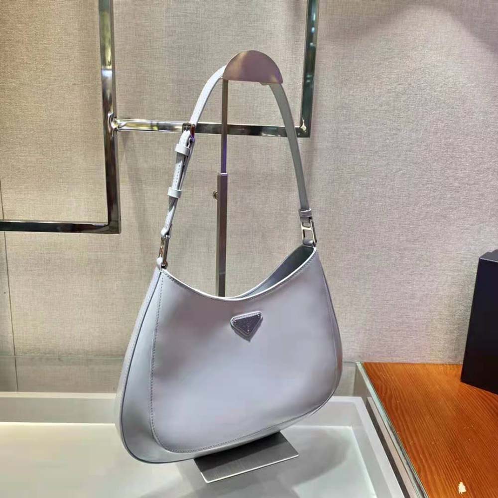 Prada Women Cleo Brushed Leather Shoulder Bag-White - image 4
