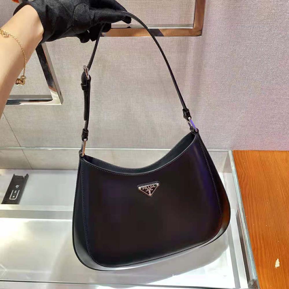 Prada Women Cleo Brushed Leather Shoulder Bag-Black - image 4