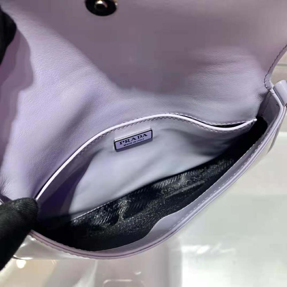 Prada Women Cleo Brushed Leather Shoulder Bag with Flap-Purple - image 8